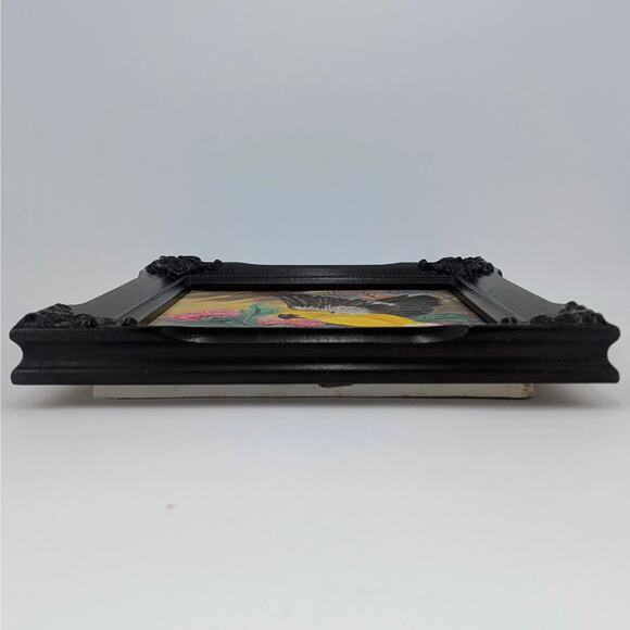 Goldfinch Bird Thistle Painting Framed Original Art 8x10 Canvas Signed Acrylic - Picture 8 of 11